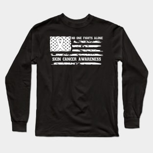 No One Fights Alone Skin Cancer Awareness Long Sleeve T-Shirt